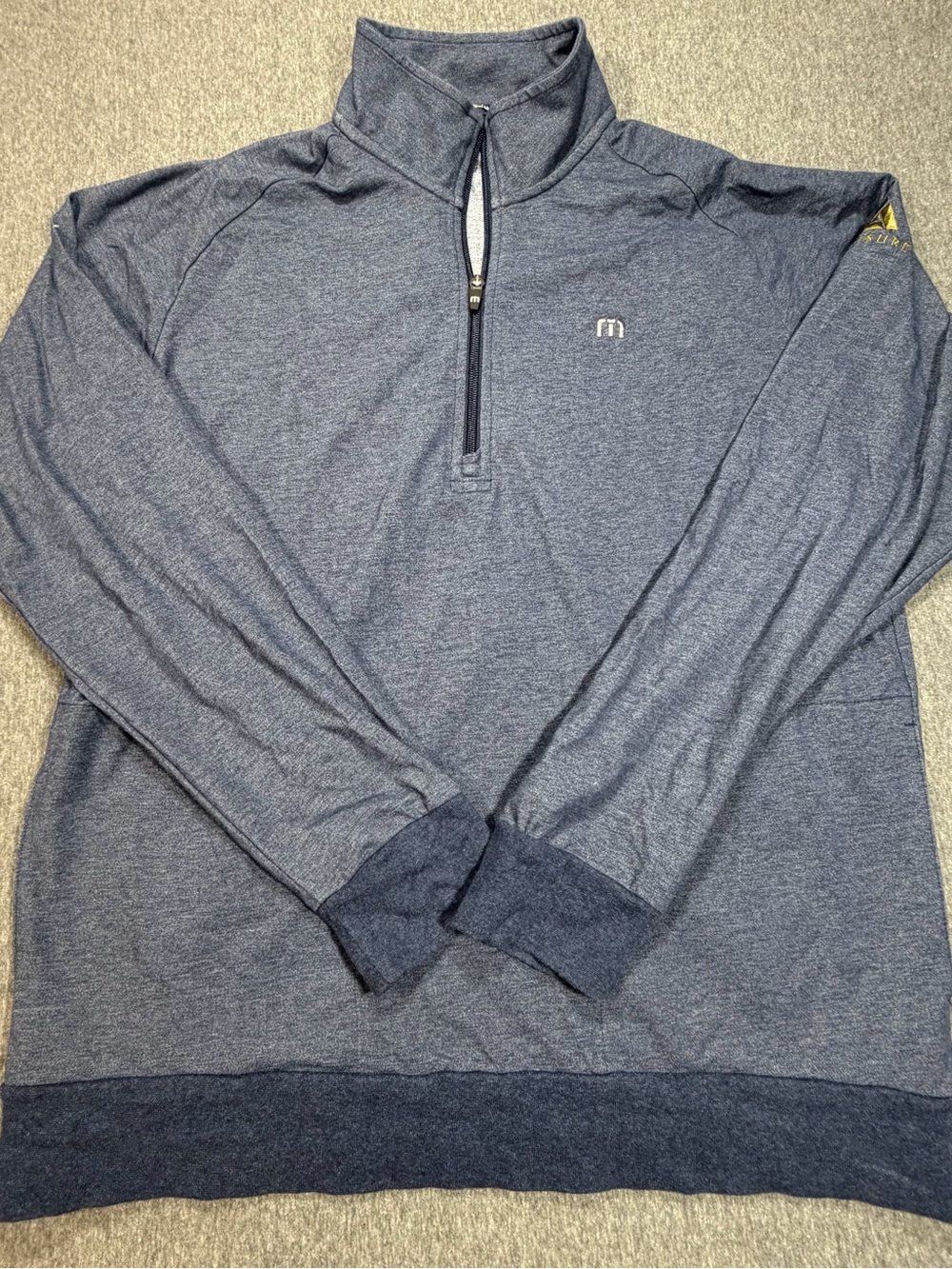 Travis Mathew Zachary 1/4 Zip Golf Men’s L Blue Pullover Performance Sleeve Logo - Picture 2 of 8
